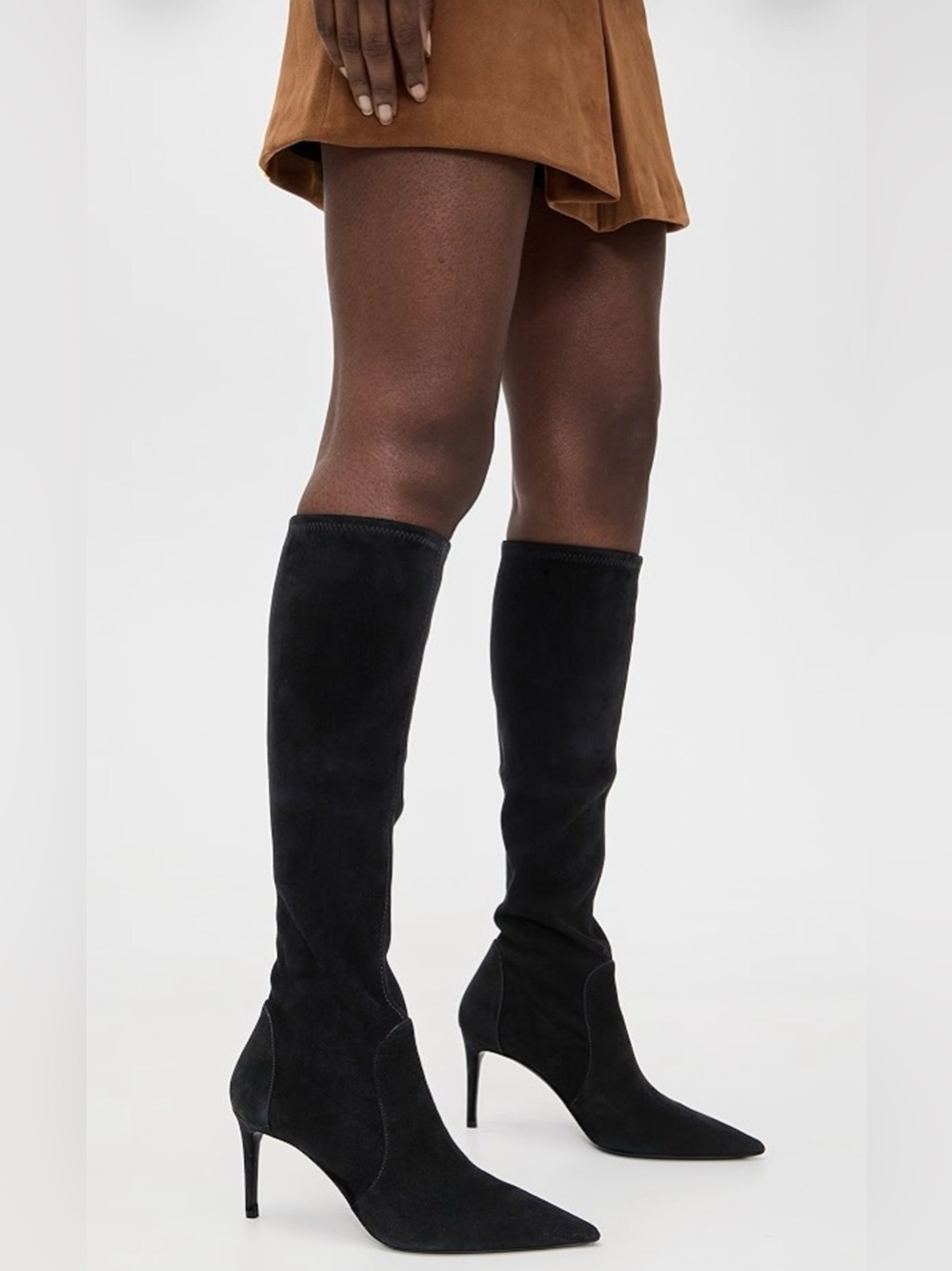 Stuart Weitzman 75mm Stuart Power Boots Black Suede Knee High Stiletto Boots
